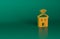 Orange Smart home with wi-fi icon isolated on green background. Remote control. Minimalism concept. 3D render