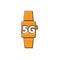 Orange Smart watch 5G new wireless internet wifi icon isolated on white background. Global network high speed connection