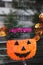 Orange smiling Halloween character face decoration