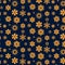 Orange snowflakes on blue background