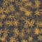 Orange snowflakes pattern on grey Christmas.