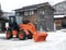 Orange Snowplow Truck Remove the Snow in Shirakawago, Japan