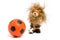 Orange soccer ball and lion