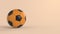 Orange soccer plastic leather metal fabric ball isolated on black background. Football 3d render illlustration