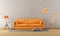 Orange sofa in a modern room