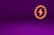 Orange Solar energy panel icon isolated on purple background. Sun with lightning symbol. Minimalism concept. 3d