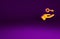 Orange Solution to the problem in psychology icon isolated on purple background. Key. Therapy for mental health