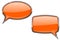 Orange speech bubbles. Round and square 3d icons with chrome frame