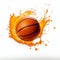 Orange Splash Basketball: Photorealistic Design With Graphic Flair