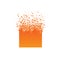 Orange square explosion. A quadrate with debris