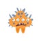 Orange Star Shape Aggressive Malignant Bacteria Monster With Sharp Teeth Cartoon Vector Illustration