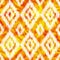 Orange stitched rhombus ornament on watercolor vector seamless pattern