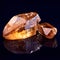 Orange stone, jewel studio by black background for natural resource, garnet or sparkle for luxury. Rock, gemstone or