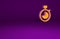 Orange Stopwatch icon isolated on purple background. Time timer sign. Chronometer sign. Minimalism concept. 3d