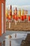 Orange style bathouse in Pesaro, Marche, Italy