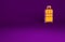 Orange Suitcase for travel icon isolated on purple background. Traveling baggage sign. Travel luggage icon. Minimalism