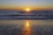 Orange Sun Horizon Over Sea Water Southern California Dramatic Sunset Sky