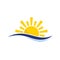 Orange sun logo for your company, Sun logo design template, Sunburst icon,