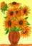 Orange sunflowers, painting