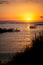 Orange sunrise landscape on a coastal water landscape