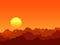 Orange sunrise mountains background