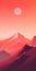 Orange Sunset Mountain Landscape: Subtle Gradients And Neo-pop Illustrations