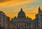 Orange Sunset Street Lights Saint Peter& x27;s Basilica Vatican Rome Italy