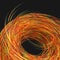 Orange swirling swirls with gradient lines, 3d rendering