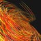 Orange swirling swirls with gradient lines, 3d rendering