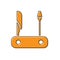 Orange Swiss army knife icon isolated on white background. Multi-tool, multipurpose penknife. Multifunctional tool