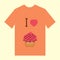 Orange t-shirt with image of cupcake