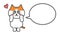 Orange tabby cartoon cat confessing his feelings with a speech bubble.
