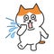 Orange tabby cartoon cat giving a violent sneeze. Vector illustration.