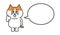 Orange tabby and white cartoon cat getting angry with a speech bubble, vector illustration.