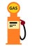 An orange tangerine gasoline pump fuel dispenser at a filling petrol gas station white backdrop