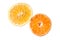 Orange tangerine and lemon fruit gears as half