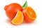 Orange tangerine or Mineola with half slices and leaf isolated on white background