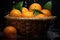 Orange tangerines background. Illustration Generative AI