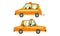 Orange Taxi Cab as Vehicle for Public Hire Vector Set