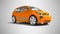 Orange taxi electric car isolated 3d render on gray background w