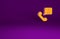 Orange Telephone with emergency call 911 icon isolated on purple background. Police, ambulance, fire department, call