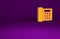 Orange Telephone icon isolated on purple background. Landline phone. Minimalism concept. 3d illustration 3D render