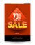 Orange template super sale poster discount up to 70 percent with arrow.