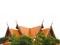 Orange temple roof with white sky background in the daytime