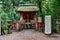 Orange Temple between trees in Nara Japan