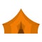 Orange tent for forest camping icon isolated