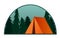 Orange tent. Summer camp background. Vector flat illustration