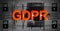 Orange text, GDPR General Data Protection Regulation on surfac