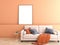 orange theme sofa frame mockup scene