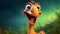 Orange Therizinosaurus: A Playful Rendered Caricature In Cinema4d